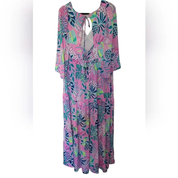 LILLY PULITZER Floral Pink and Blue Maxi Dress - Picture 9 of 14